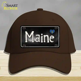 Maine Flag Script Novelty License Plate Hat Cotton / Dark Brown