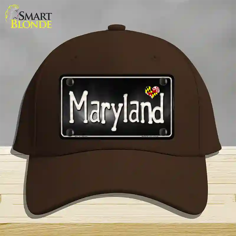 Maryland Flag Script Novelty License Plate Hat Cotton / Dark Brown