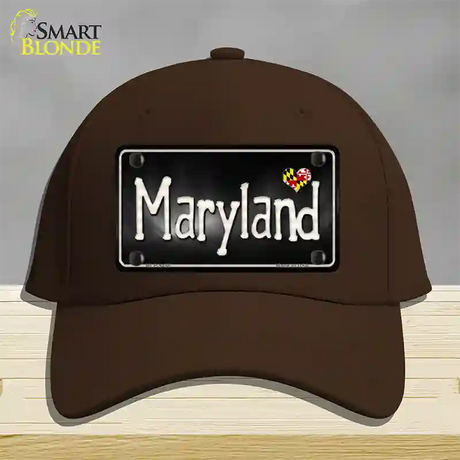 Maryland Flag Script Novelty License Plate Hat Cotton / Dark Brown