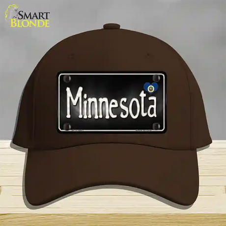 Minnesota Flag Script Novelty License Plate Hat Cotton / Dark Brown