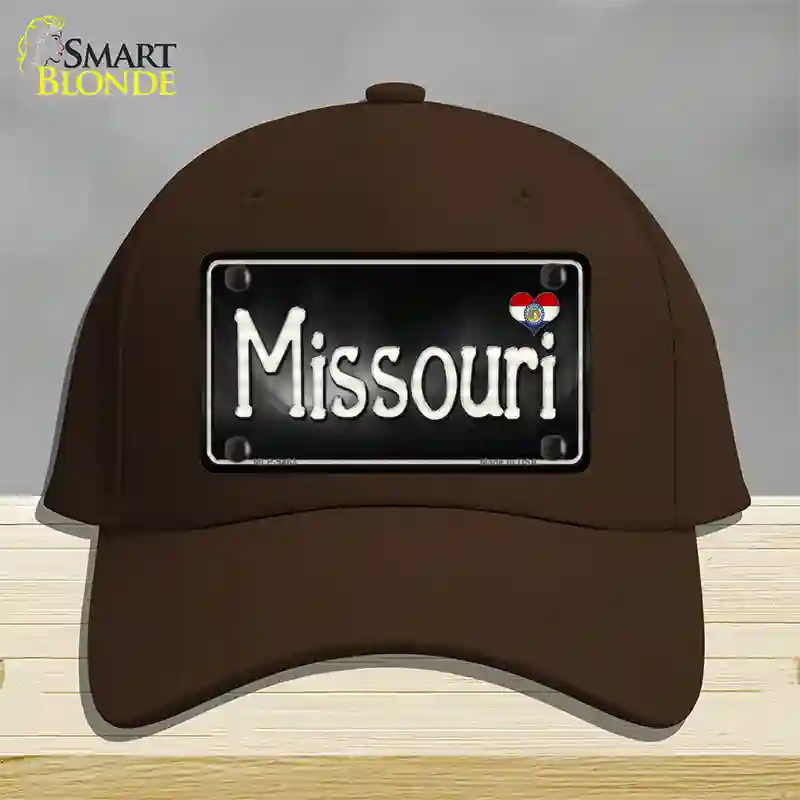 Missouri Flag Script Novelty License Plate Hat Cotton / Dark Brown