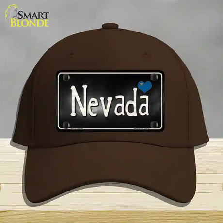 Nevada Flag Script Novelty License Plate Hat Cotton / Dark Brown