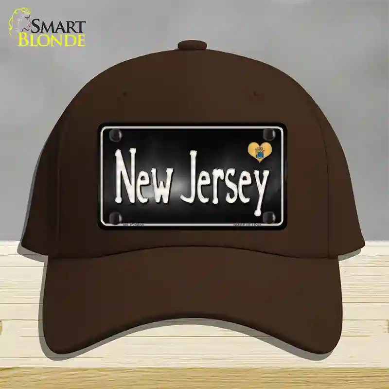 New Jersey Flag Script Novelty License Plate Hat Cotton / Dark Brown