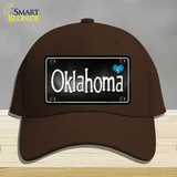 Oklahoma Flag Script Novelty License Plate Hat Cotton / Dark Brown