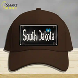 South Dakota Flag Script Novelty License Plate Hat Cotton / Dark Brown