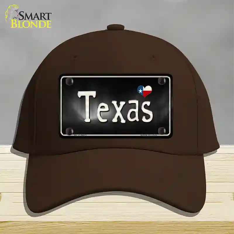 Texas Flag Script Novelty License Plate Hat Cotton / Dark Brown