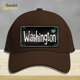 Washington Flag Script Novelty License Plate Hat Cotton / Dark Brown