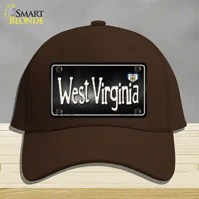 West Virginia Flag Script Novelty License Plate Hat Cotton / Dark Brown