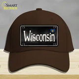 Wisconsin Flag Script Novelty License Plate Hat Cotton / Dark Brown