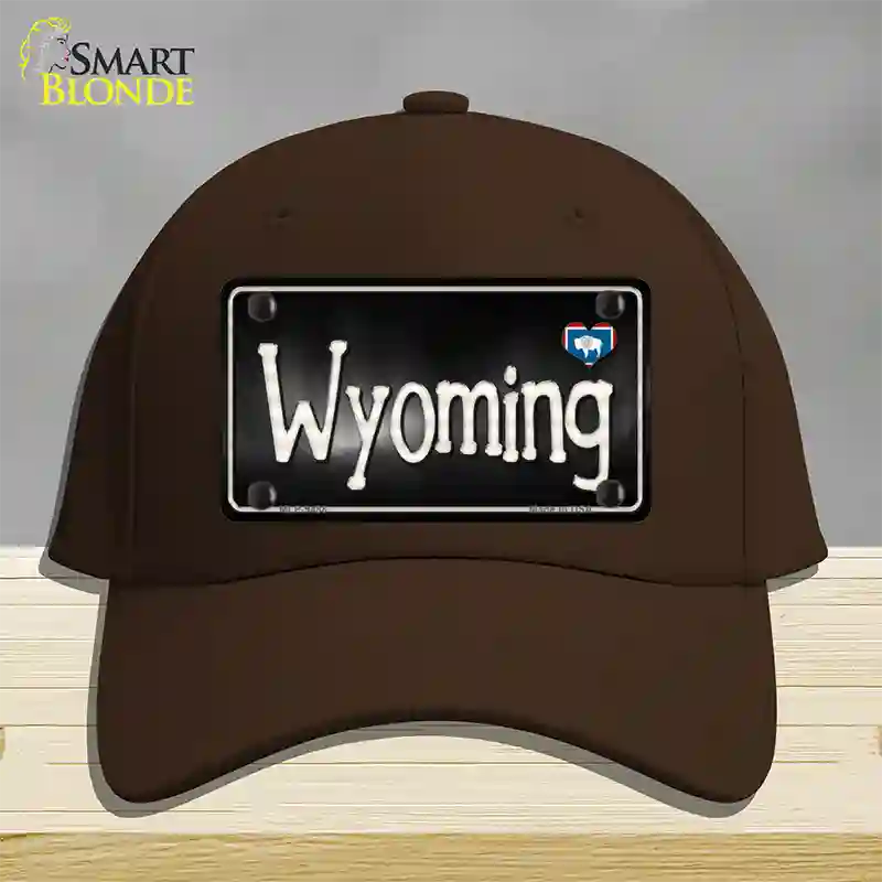 Wyoming Flag Script Novelty License Plate Hat Cotton / Dark Brown