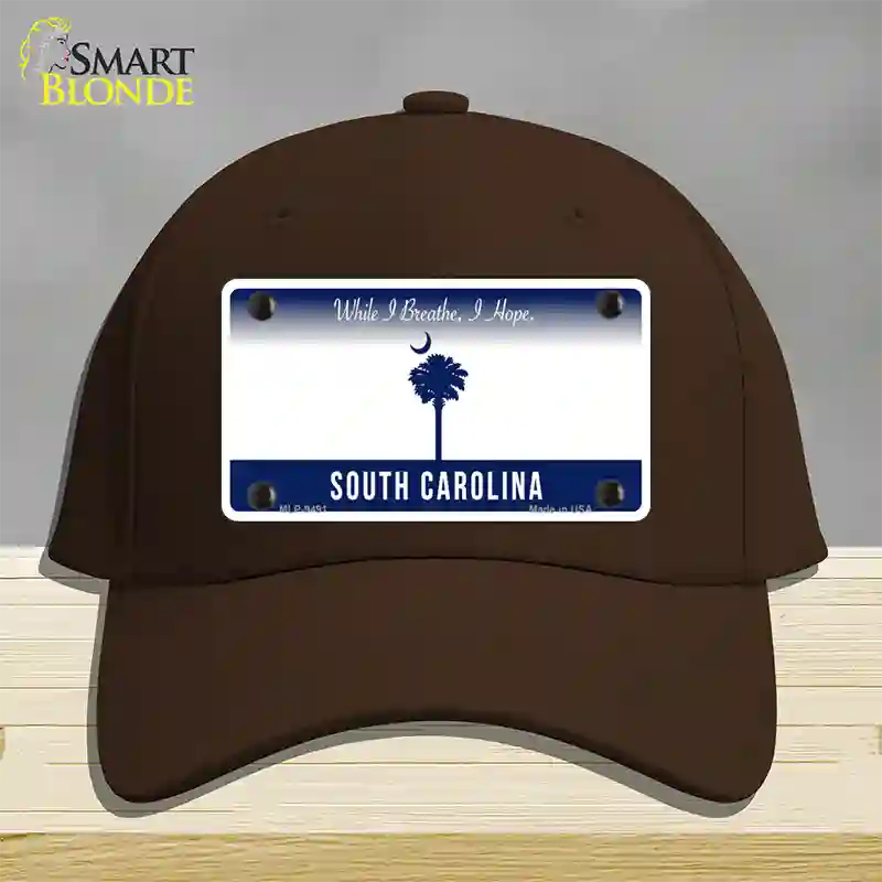 South Carolina I Breathe Blank Novelty License Plate Hat Cotton / Dark Brown