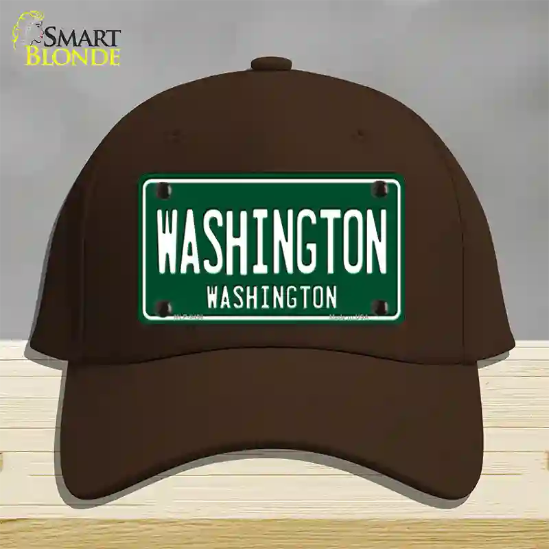 Washington Vintage Green Novelty License Plate Hat Cotton / Dark Brown