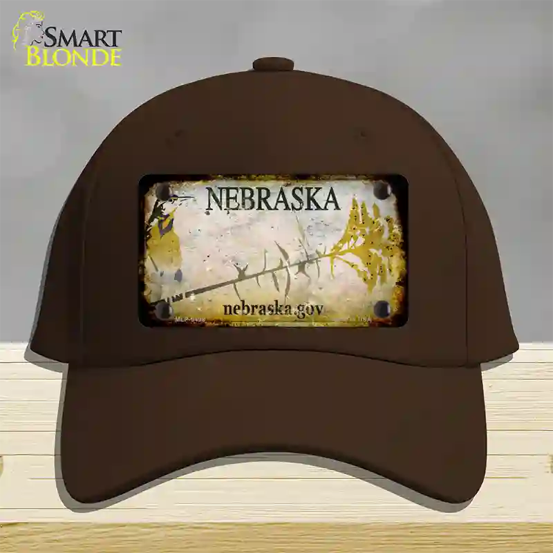 Nebraska Gov Rusty Blank Novelty License Plate Hat Cotton / Dark Brown