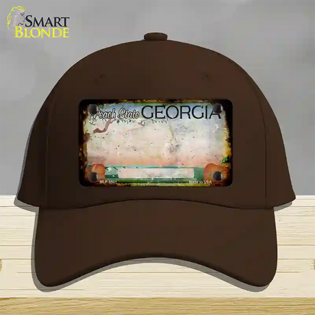 Georgia Peach Rusty Blank Novelty License Plate Hat Cotton / Dark Brown