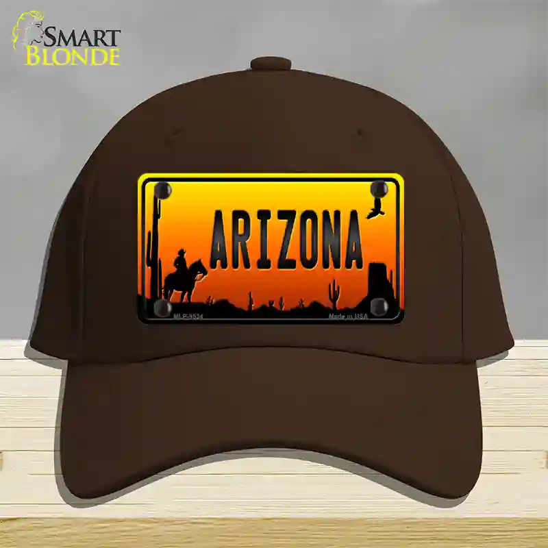 Cowboy Arizona Scenic Novelty License Plate Hat Cotton / Dark Brown