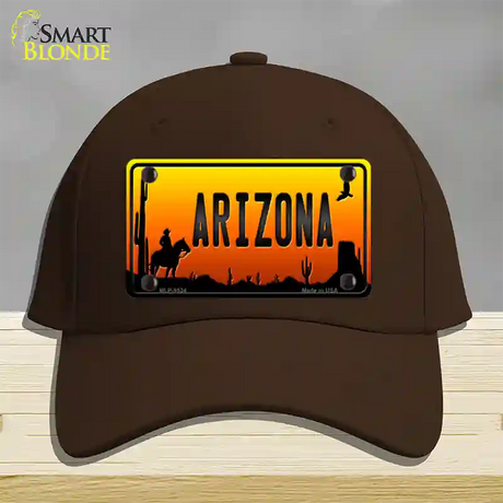 Cowboy Arizona Scenic Novelty License Plate Hat Cotton / Dark Brown