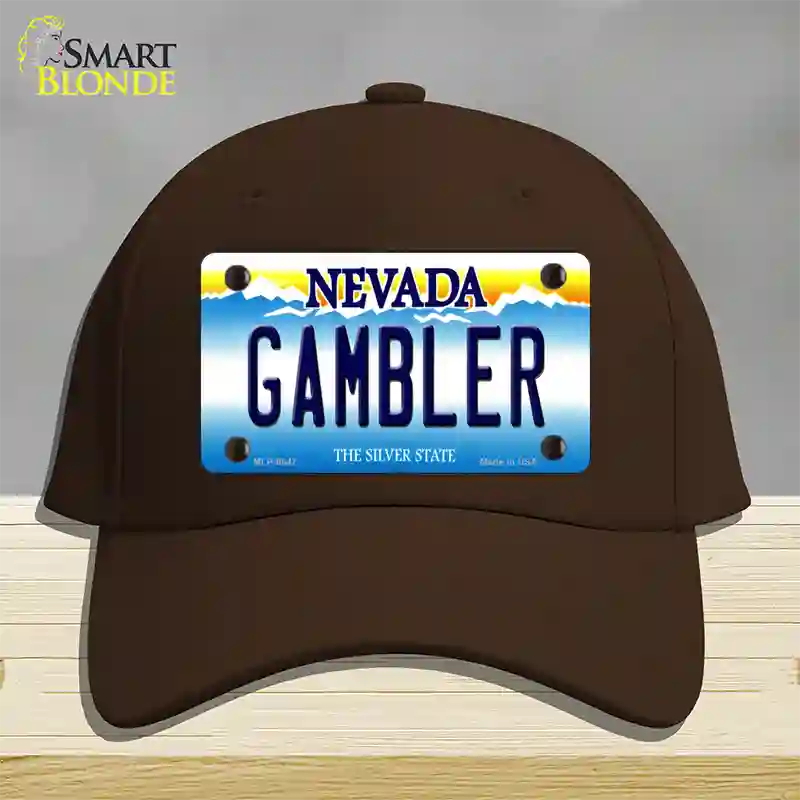 Gambler Nevada Novelty License Plate Hat Cotton / Dark Brown