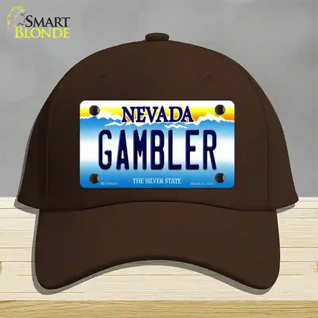 Gambler Nevada Novelty License Plate Hat Cotton / Dark Brown