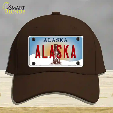 Alaska State Novelty License Plate Hat Cotton / Dark Brown