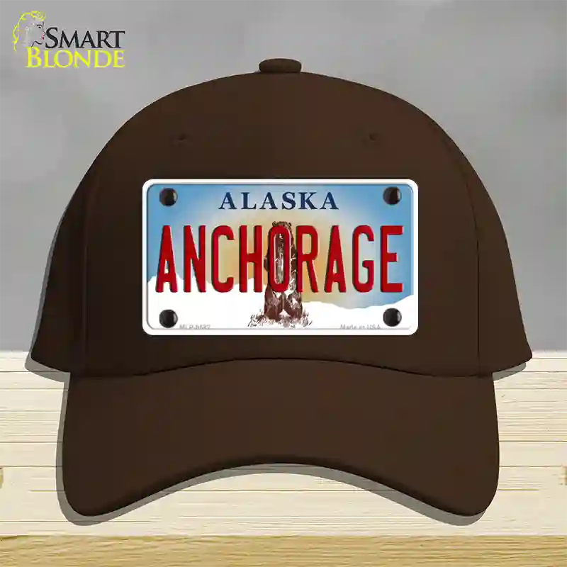 Anchorage Alaska State Novelty License Plate Hat Cotton / Dark Brown