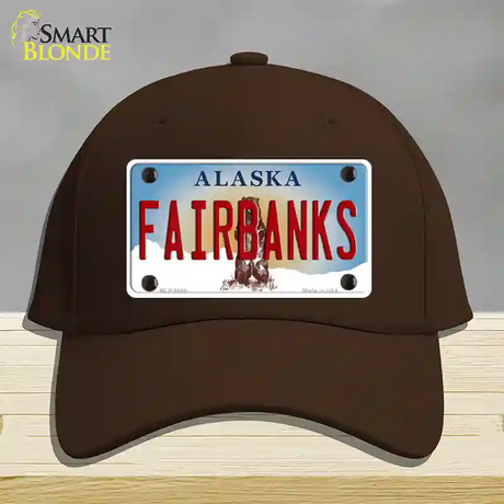 Fairbanks Alaska State Novelty License Plate Hat Cotton / Dark Brown