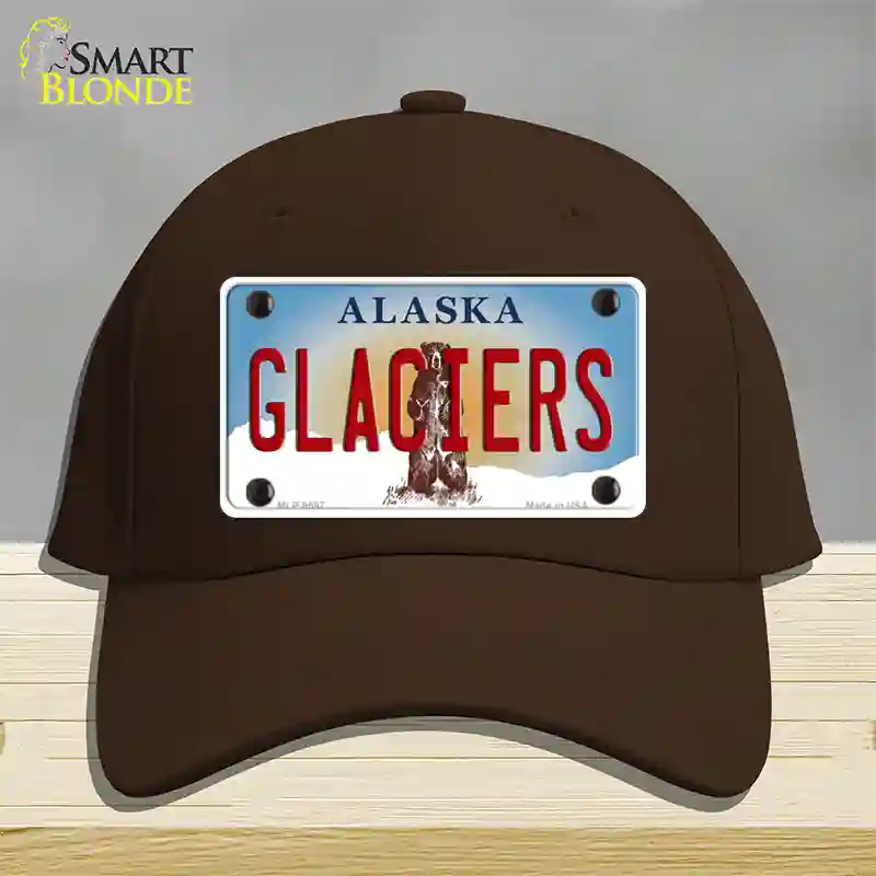 Glaciers Alaska State Novelty License Plate Hat Cotton / Dark Brown