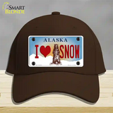 I Love Snow Alaska State Novelty License Plate Hat Cotton / Dark Brown