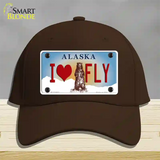 I Love Fly Alaska State Novelty License Plate Hat Cotton / Dark Brown