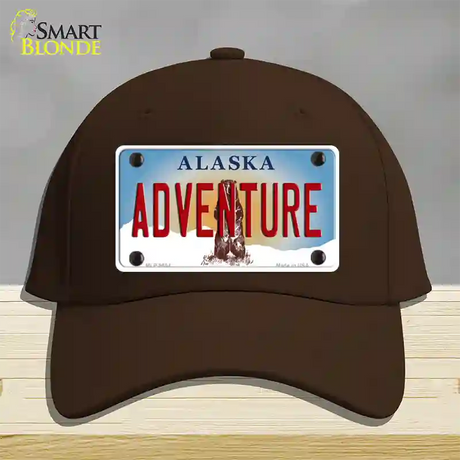 Adventure Alaska State Novelty License Plate Hat Cotton / Dark Brown