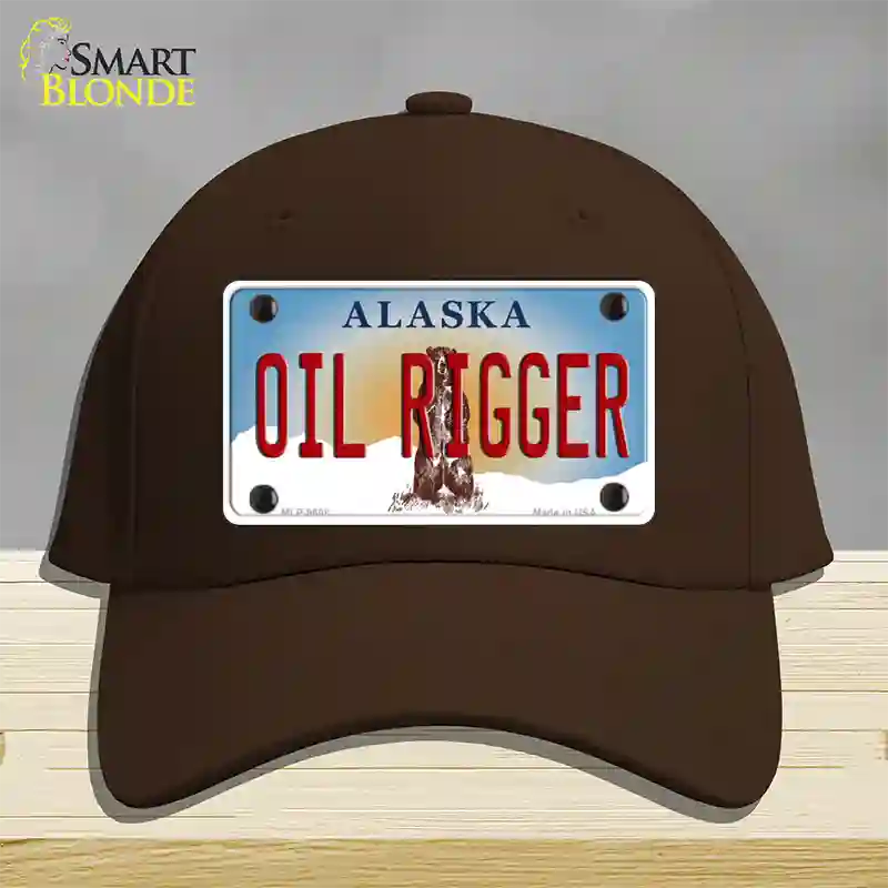 Oil Rigger Alaska State Novelty License Plate Hat Cotton / Dark Brown