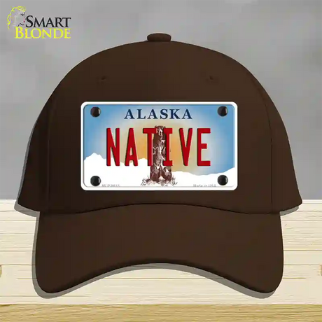 Native Alaska State Novelty License Plate Hat Cotton / Dark Brown