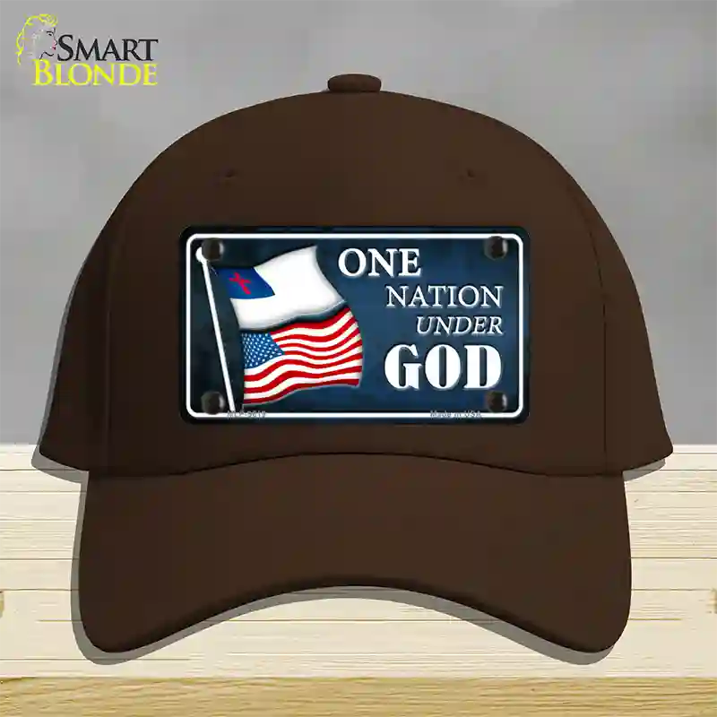 One Nation Under God Flags Novelty License Plate Hat Cotton / Dark Brown