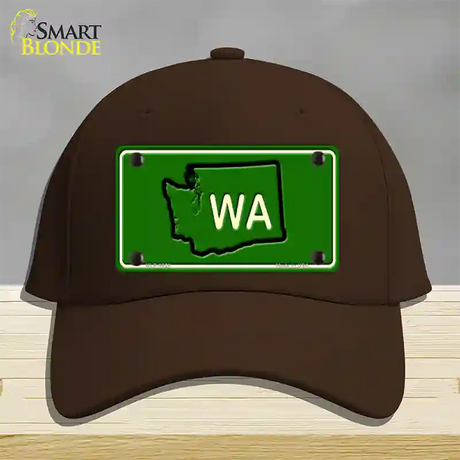 WA State Novelty License Plate Hat Cotton / Dark Brown