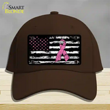 Vintage American Flag Pink Ribbon Novelty License Plate Hat Cotton / Dark Brown