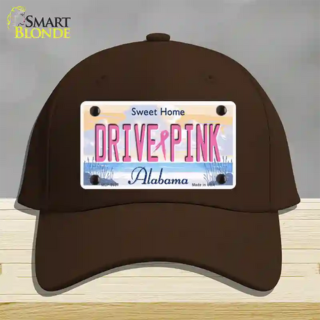 Drive Pink Alabama Novelty License Plate Hat Cotton / Dark Brown