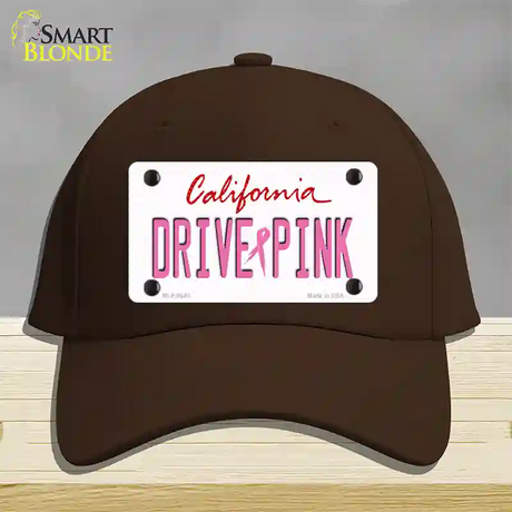 Drive Pink California Novelty License Plate Hat Cotton / Dark Brown