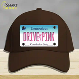 Drive Pink Connecticut Novelty License Plate Hat Cotton / Dark Brown