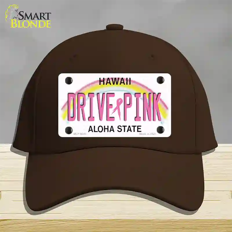 Drive Pink Hawaii Novelty License Plate Hat Cotton / Dark Brown