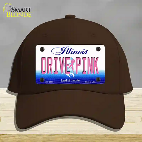 Drive Pink Illinois Novelty License Plate Hat Cotton / Dark Brown