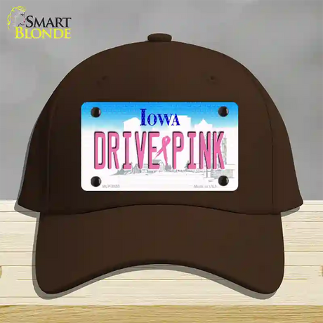 Drive Pink Iowa Novelty License Plate Hat Cotton / Dark Brown