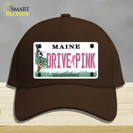 Drive Pink Maine Novelty License Plate Hat Cotton / Dark Brown