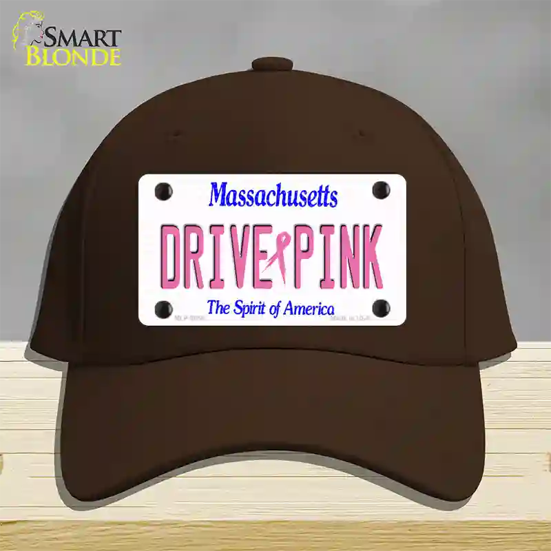 Drive Pink Massachusetts Novelty License Plate Hat Cotton / Dark Brown