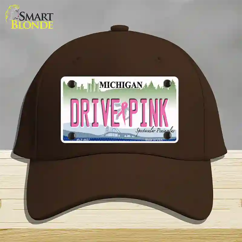 Drive Pink Michigan Novelty License Plate Hat Cotton / Dark Brown