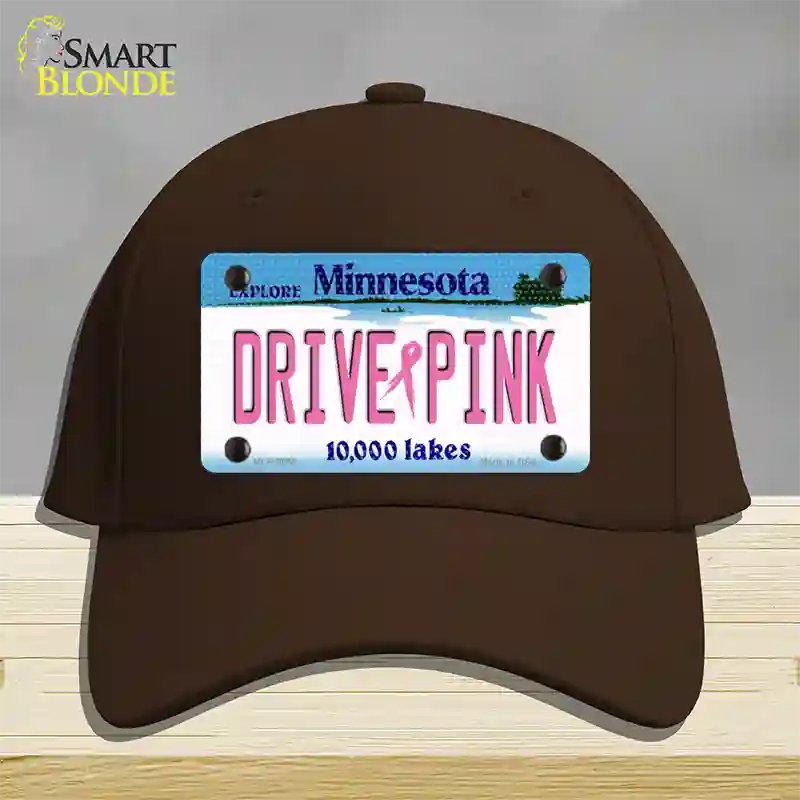 Drive Pink Minnesota Novelty License Plate Hat Cotton / Dark Brown