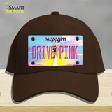 Drive Pink Mississippi Novelty License Plate Hat Cotton / Dark Brown