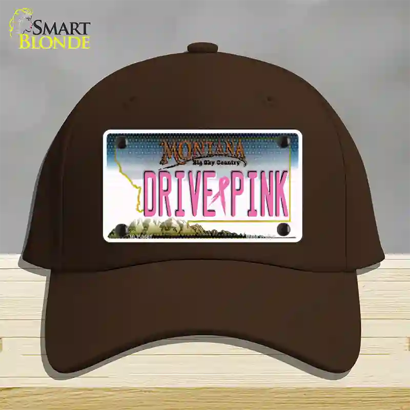 Drive Pink Montana Novelty License Plate Hat Cotton / Dark Brown