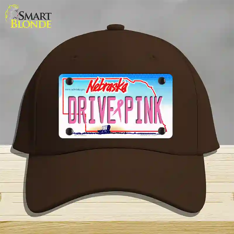 Drive Pink Nebraska Novelty License Plate Hat Cotton / Dark Brown