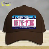 Drive Pink New York Novelty License Plate Hat Cotton / Dark Brown