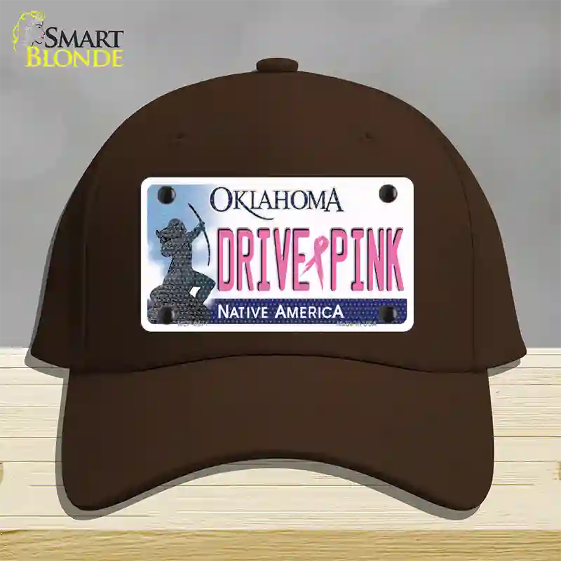 Drive Pink Oklahoma Novelty License Plate Hat Cotton / Dark Brown