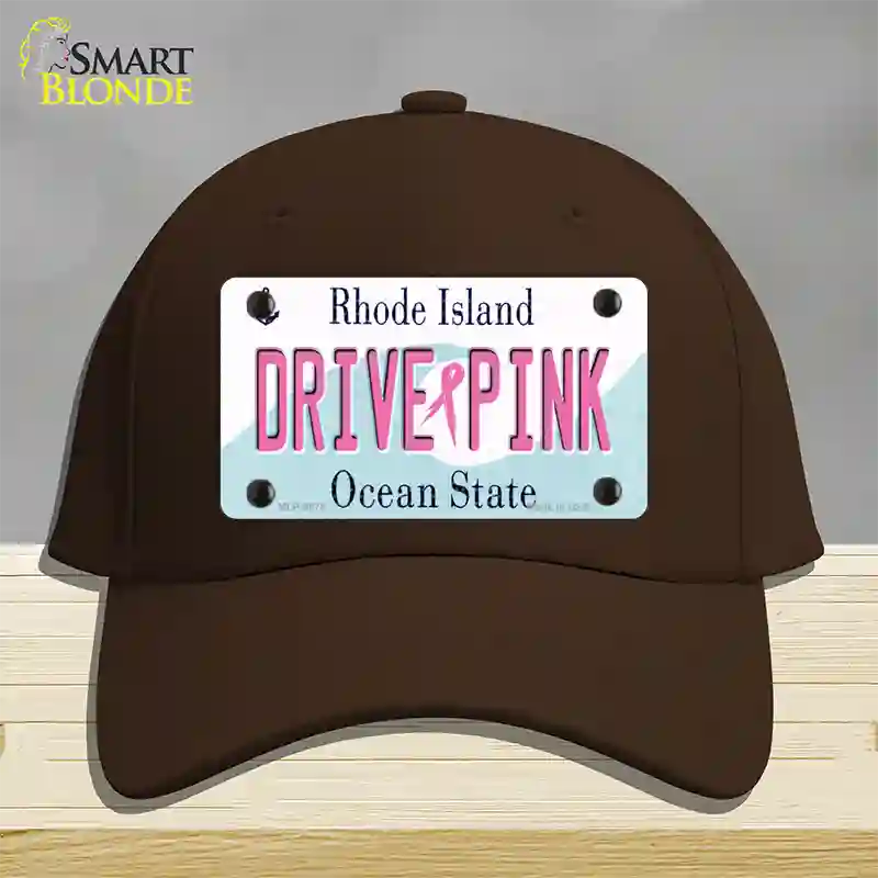 Drive Pink Rhode Island Novelty License Plate Hat Cotton / Dark Brown